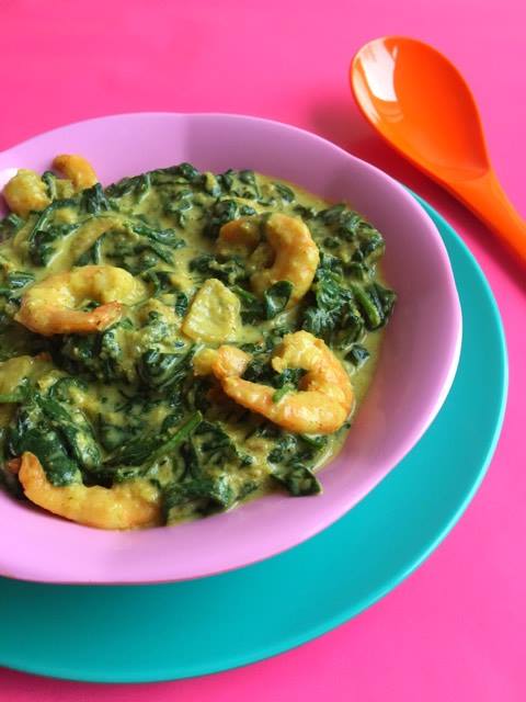 Gulai kangkung dan udang (Kerrie van Spinazie en Garnalen)