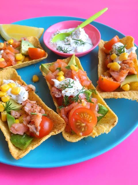 taco party snacks met zalmsnippers