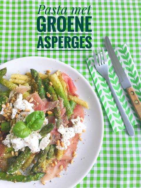 pasta met groene asperges