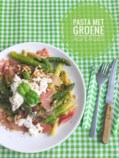 pasta met groene asperges