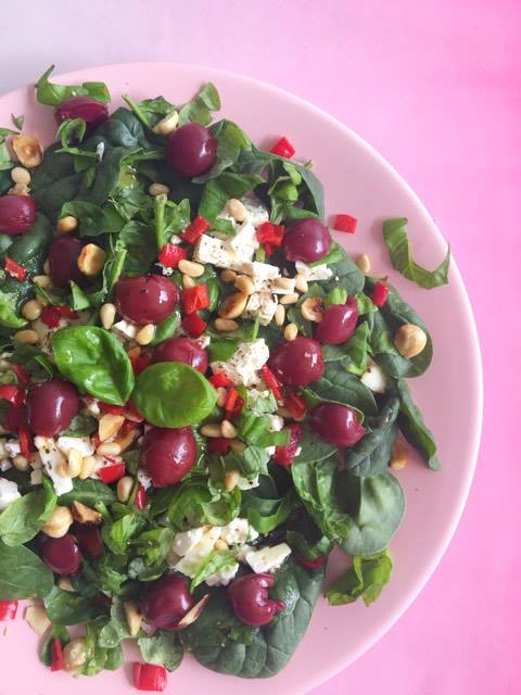 spinaziesalade met feta basilicum kersen spinaziesalade met feta basilicum kersen