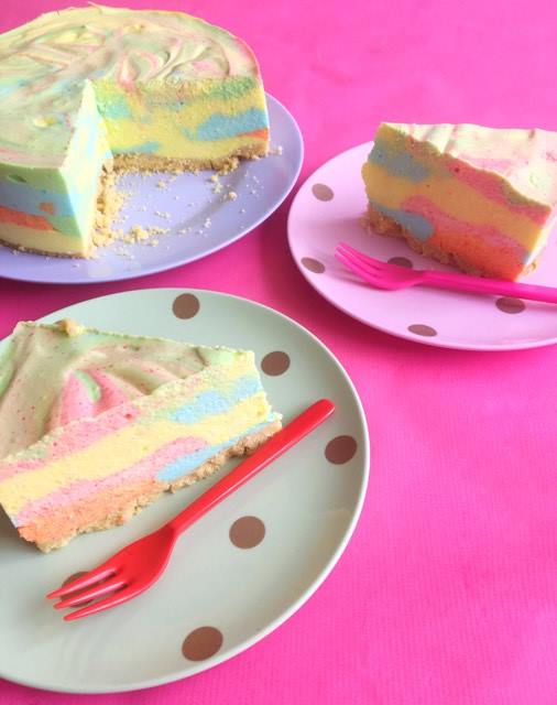 no bake unicorn rainbow cake