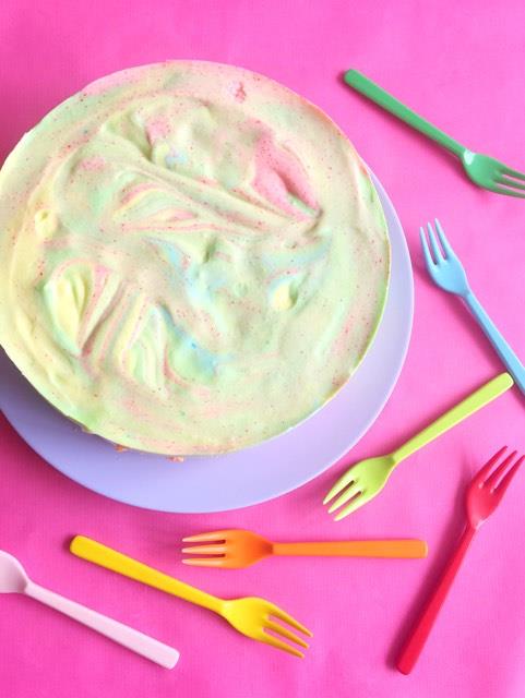 no bake unicorn rainbow cake