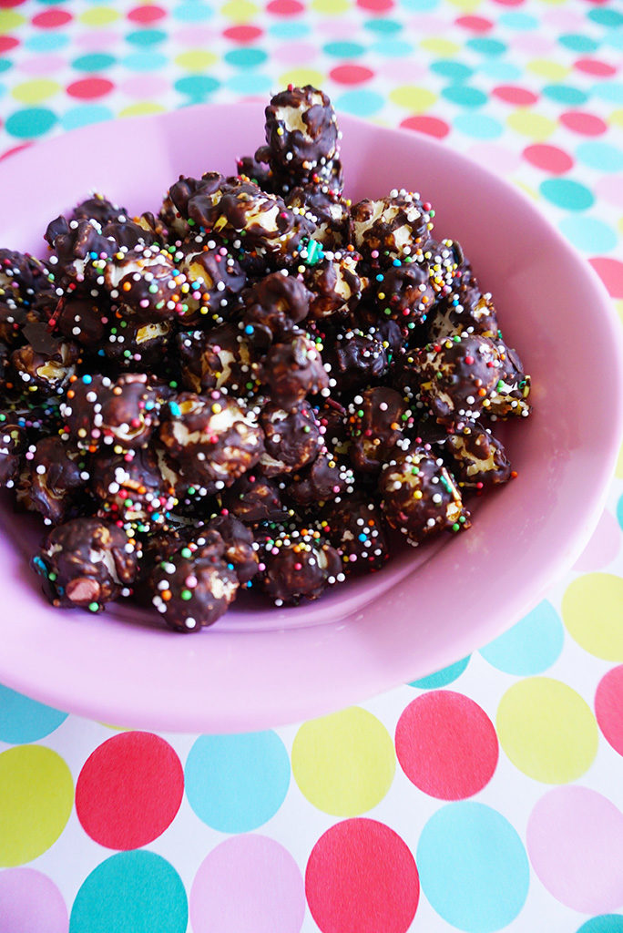 party popcorn chocolade sprinkles