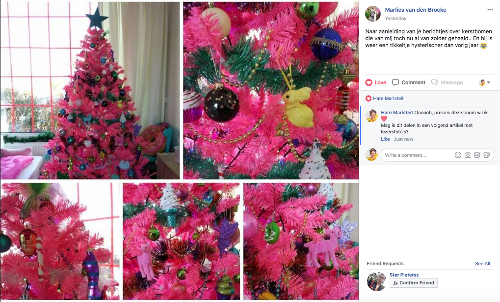 roze kerstboom